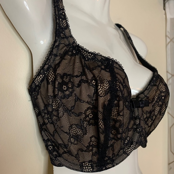 Frederick’s of Hollywood black two toned lacy underwire bra. Size 34F - Picture 4 of 9
